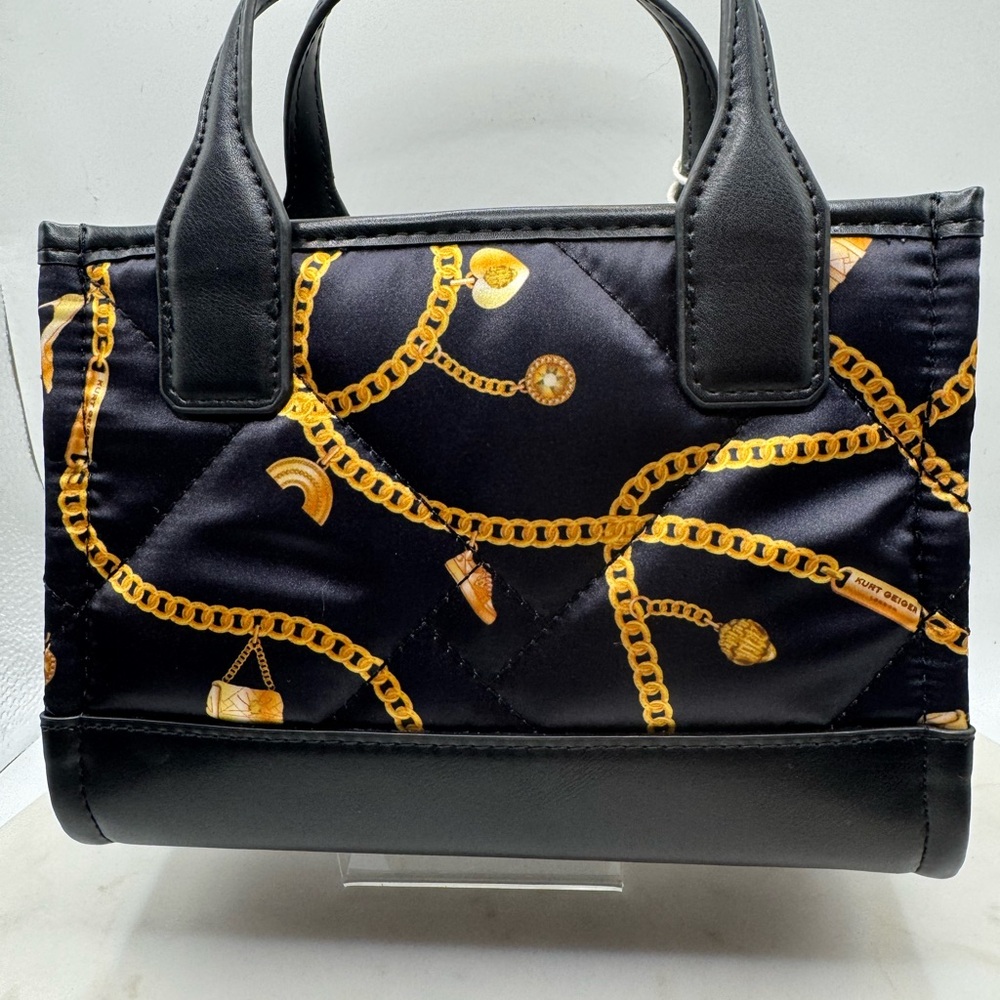 Kurt Geiger Mini Navy Crossbody Tote with Gold Chain Accents BNIB with Box - Picture 3 of 6